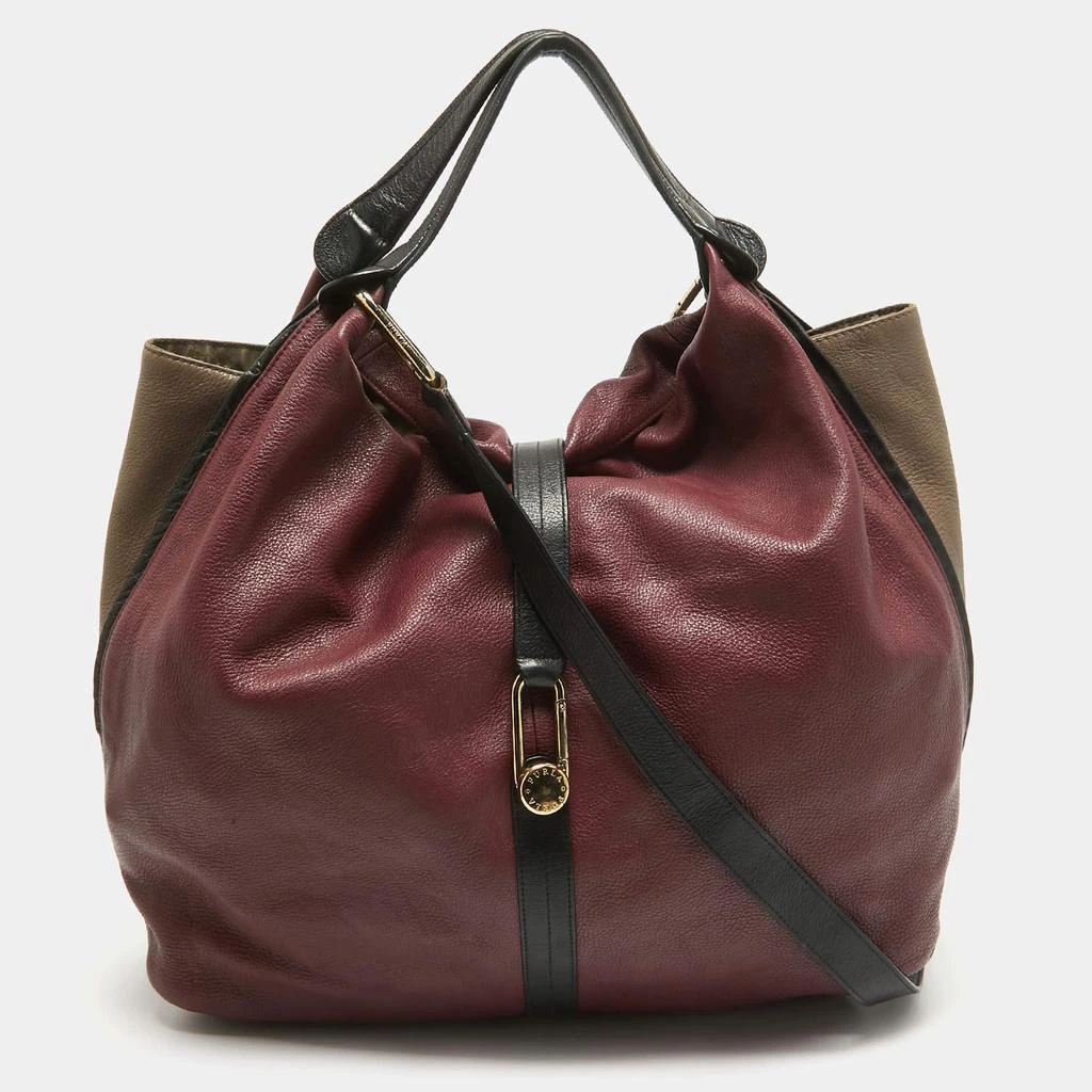 Furla Furla Burgundy/Beige Leather Clasp Shoulder Bag 1