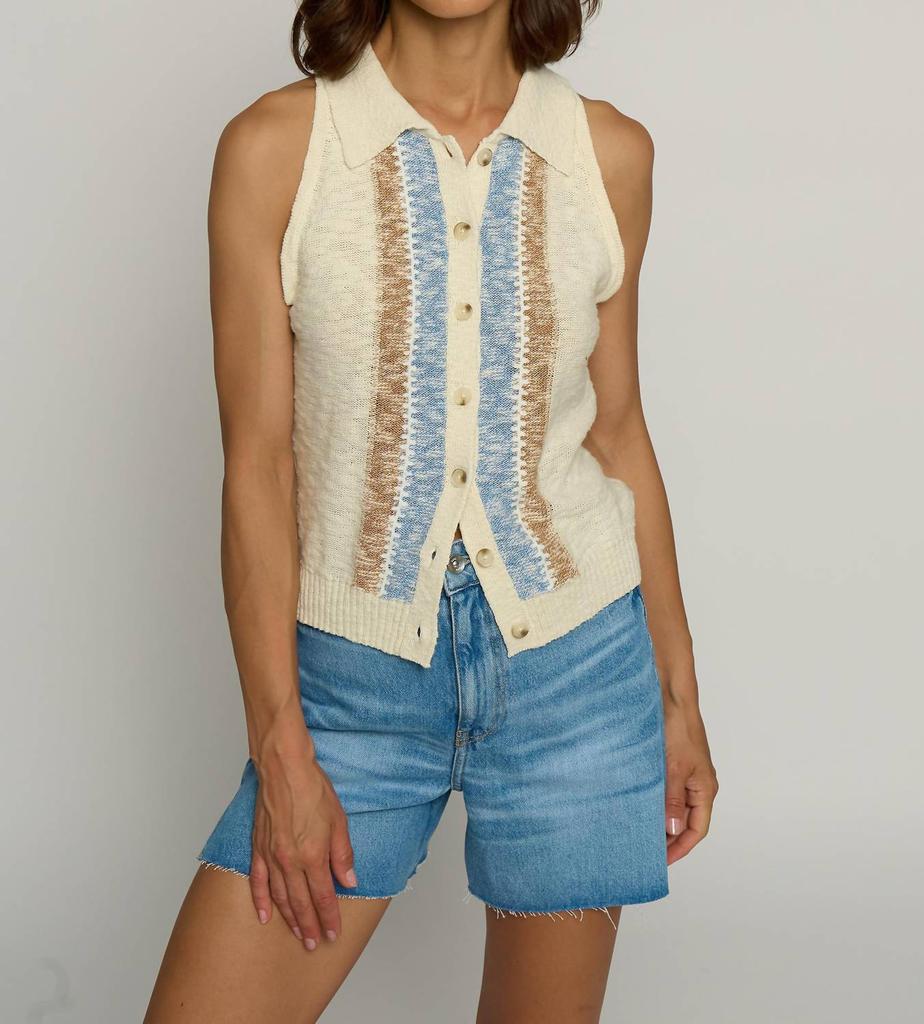 Central Park West Central Park West - Collared Knit Sleeveless Sweater