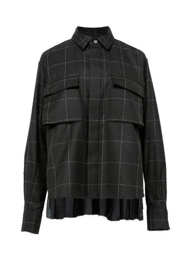 Sacai Sacai Windowpane Pleated Shirt 1