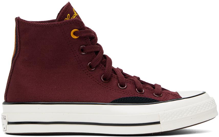 Converse Burgundy & Black Chuck 70 Mixed Materials High Top Sneakers