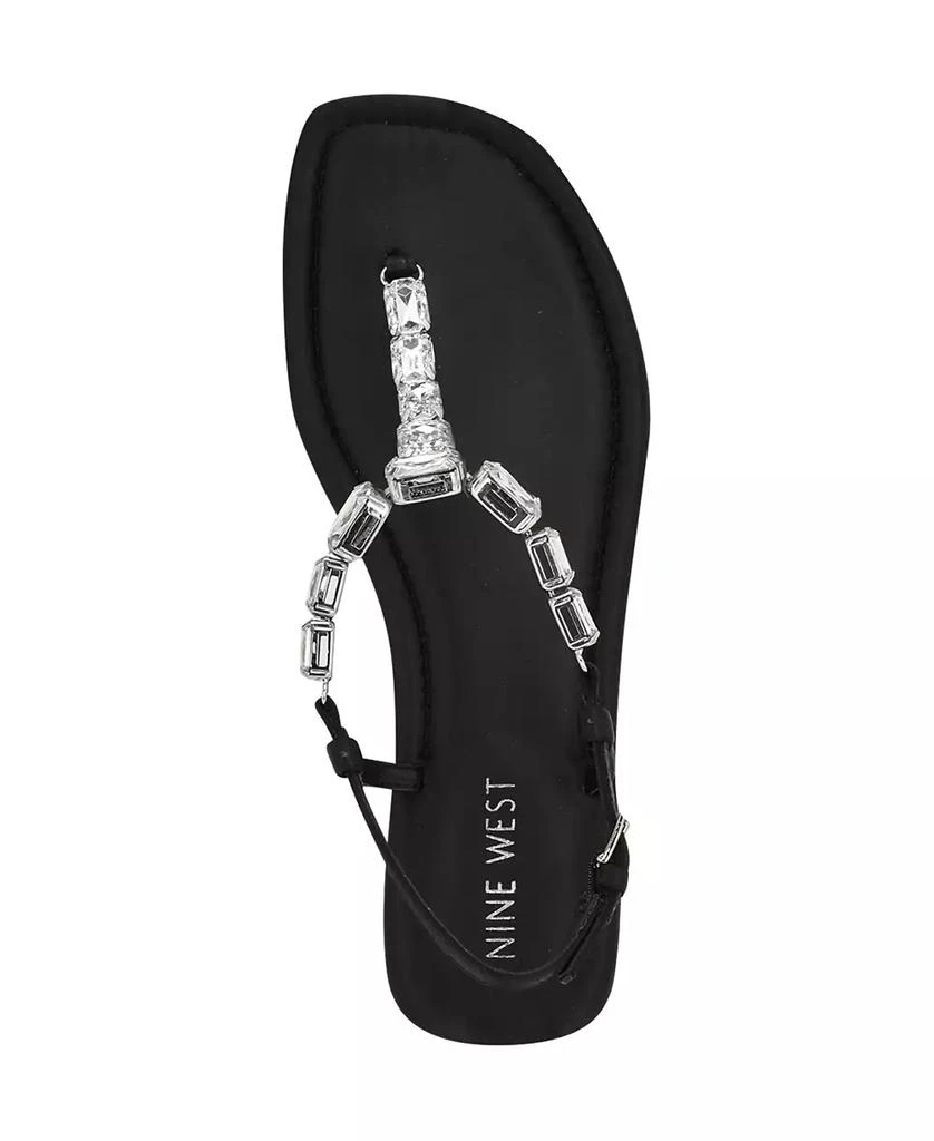 Nine West Women's Dynasti Embellished T-Strap Flat Sandals 4