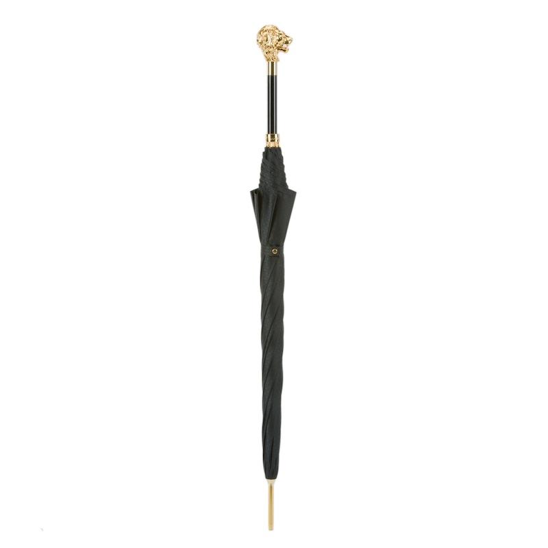 PASOTTI Pasotti - Black Umbrella with Gold Lion Handle