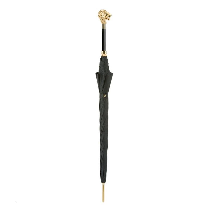 PASOTTI Pasotti - Black Umbrella with Gold Lion Handle 1