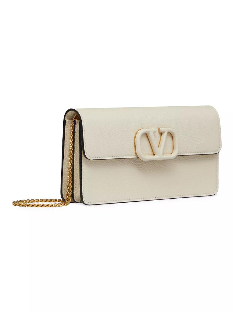 Valentino Garavani Vlogo Signature Grainy Calfskin Wallet with Chain