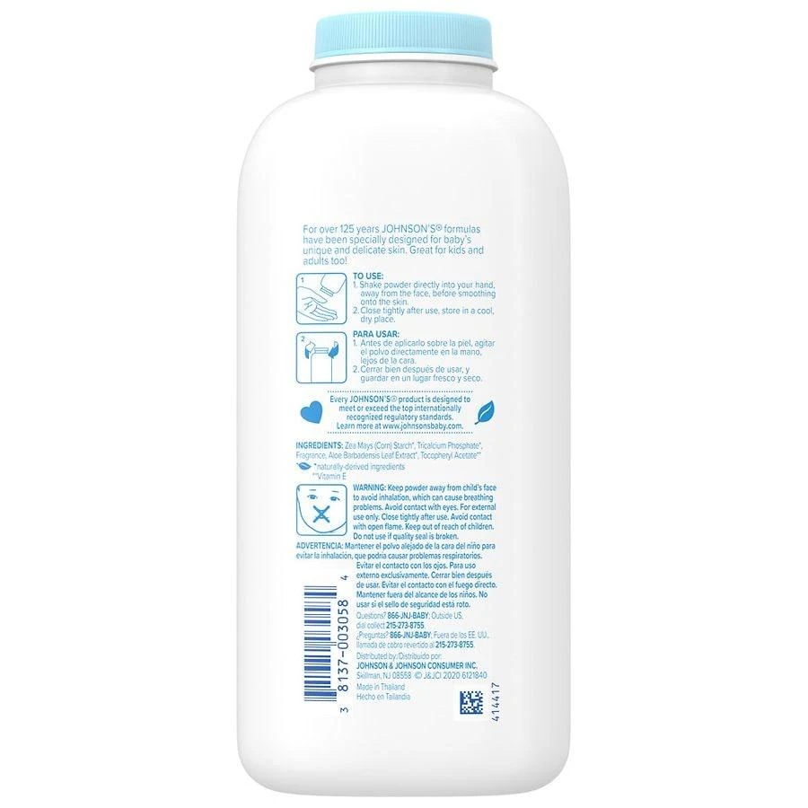 Johnson's Baby Powder, Naturally Derived Cornstarch With Aloe & Vitamin E Soothing Aloe & Vitamin E 4