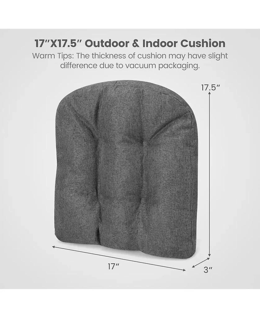 SUGIFT 4 Pack 17.5 x 17 Inch U-Shaped Chair Pads with Polyester Cover-Grey 4