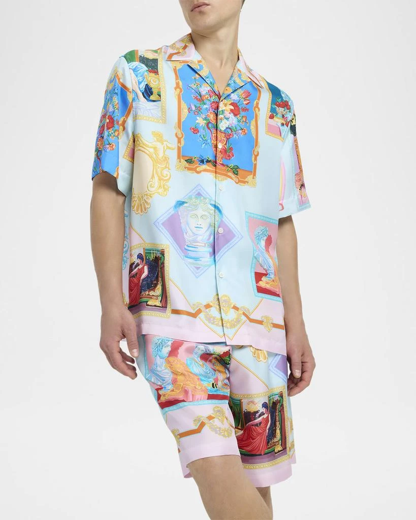 Versace Men's Gallery-Print Twill Camp Shirt 4