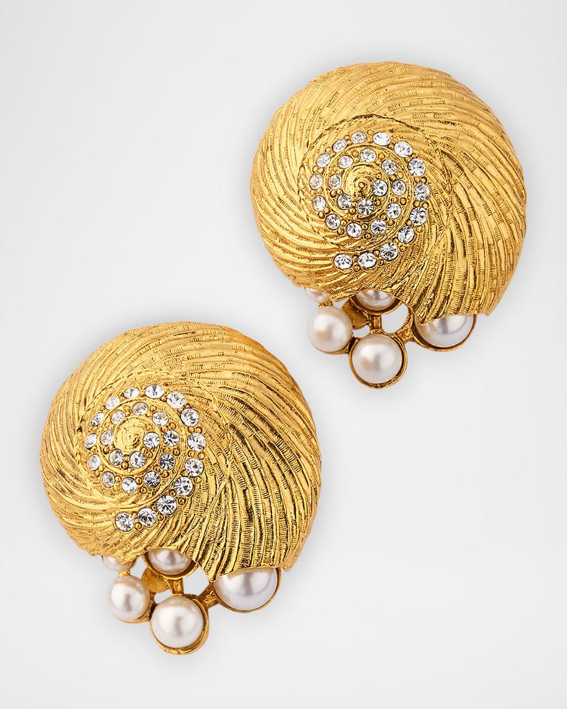 Elizabeth Cole Joelle Crystal and Faux Pearl Stud Earrings