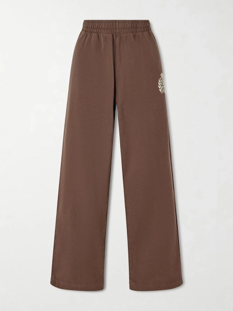 Sporty 
Rich Embroidered Cotton-jersey Track Pants - Dark brown