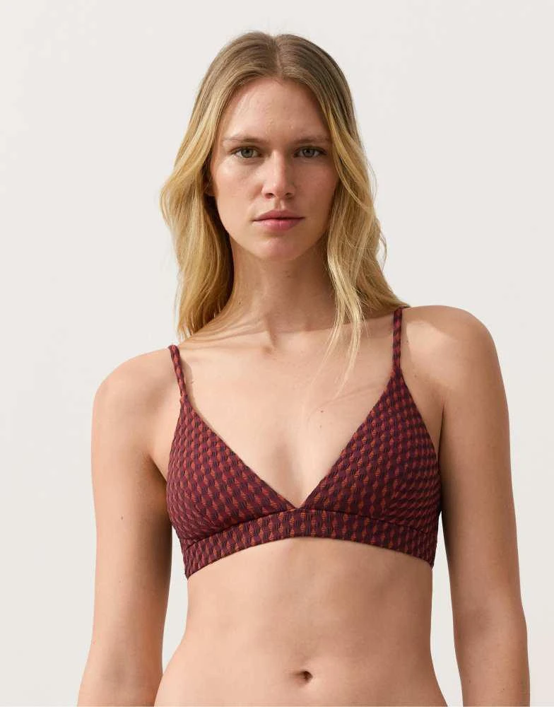 OYSHO OYSHO Geometric jacquard triangle bikini top in purple