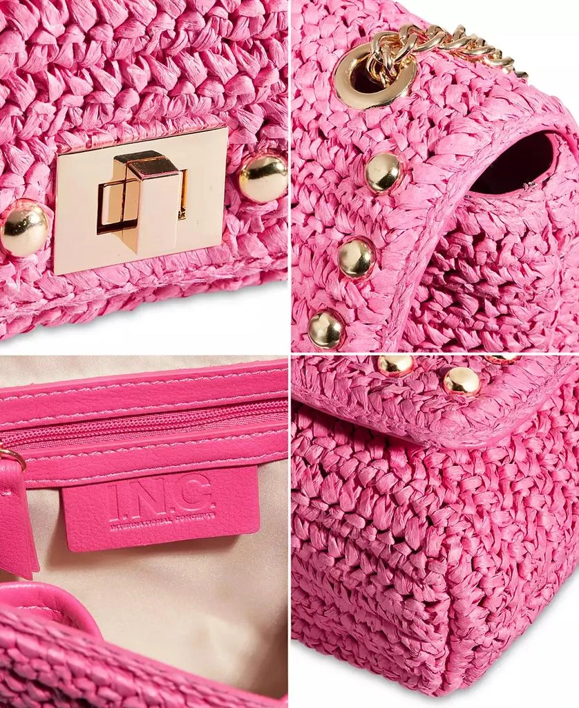 INC International Ajae Soft Crochet Straw Medium Studded Shoulder Bag, Created for Macy's 5