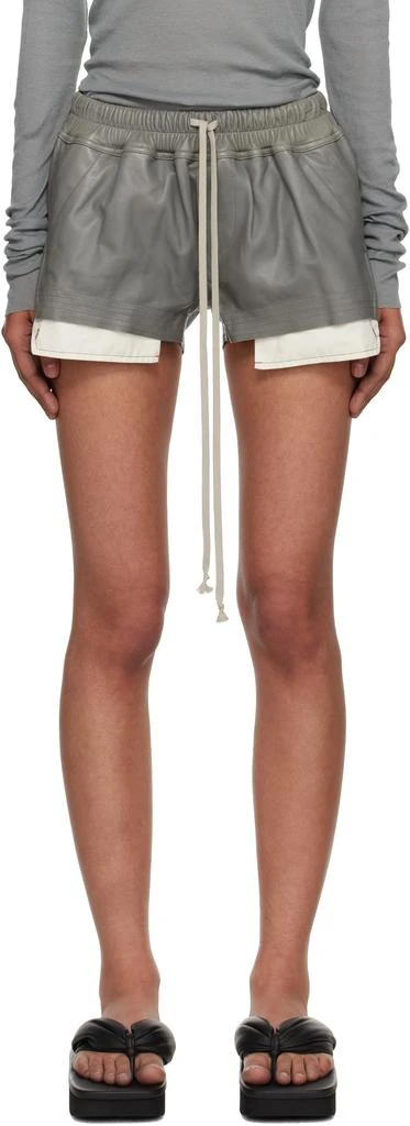 Rick Owens Gray Concordians Fog Boxer Leather Shorts 1