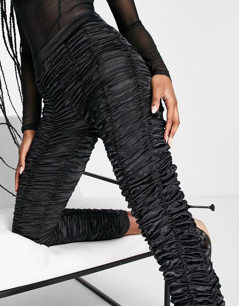 AsYou ASYOU ruched satin trousers in black 4