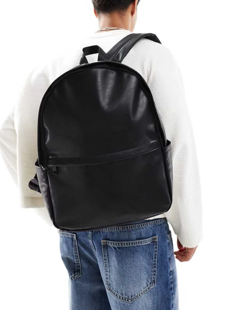 ASOS ASOS DESIGN faux leather backpack in black 1