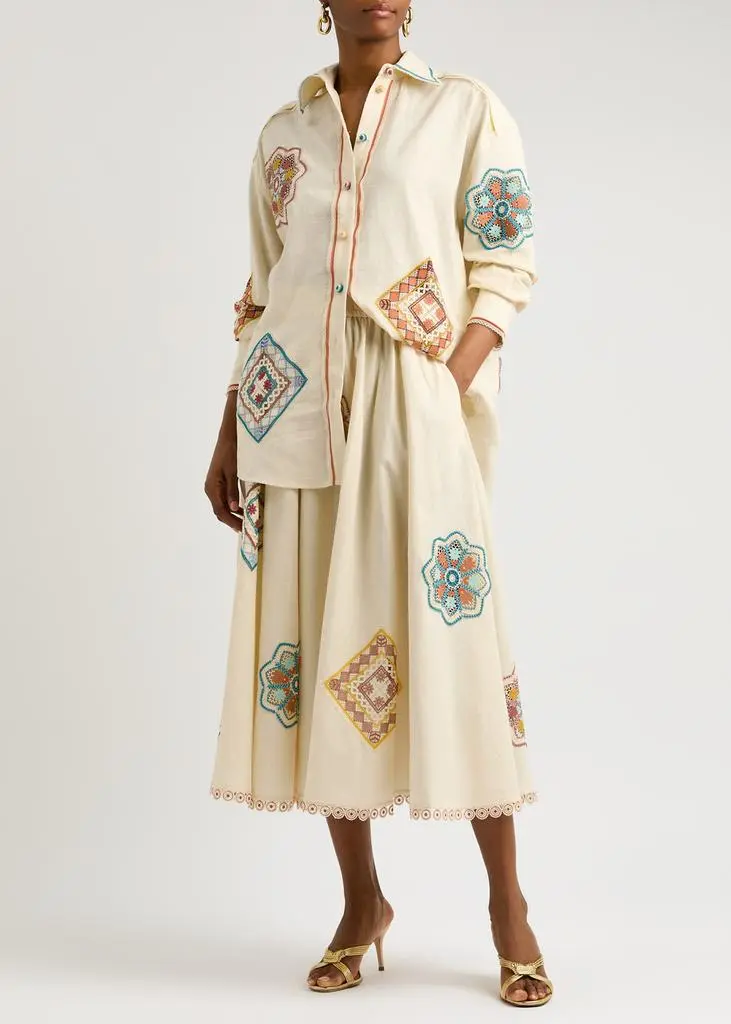 Zimmermann Ottie Doily crochet-panelled cotton shirt  4