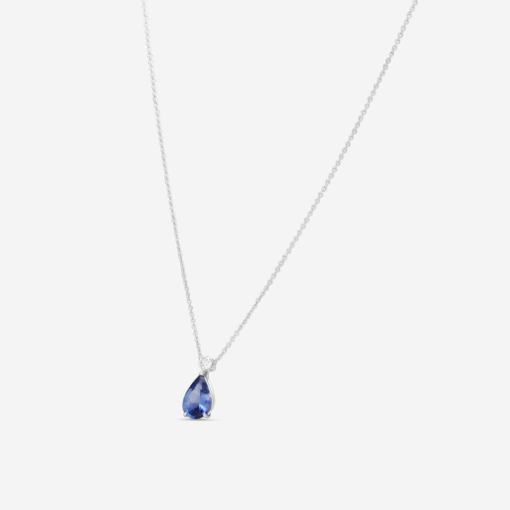 Roberto Coin Roberto Coin 18K White Gold Diamond & Blue Sapphire Pendant Necklace 6520084AW18S2