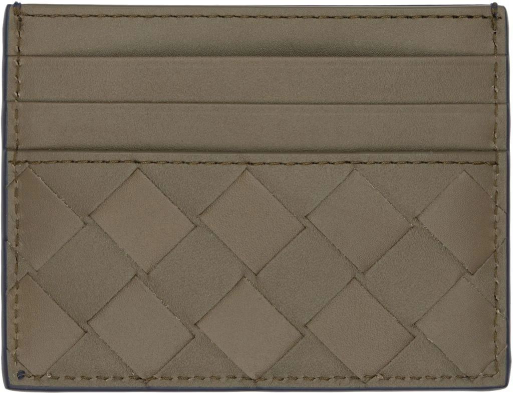 Bottega Veneta Navy 
Green Intrecciato Credit Card Holder 2