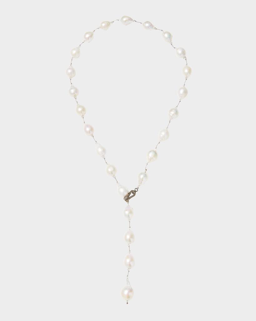 Margo Morrison Pearl Lariat with Diamond Snake Clasp