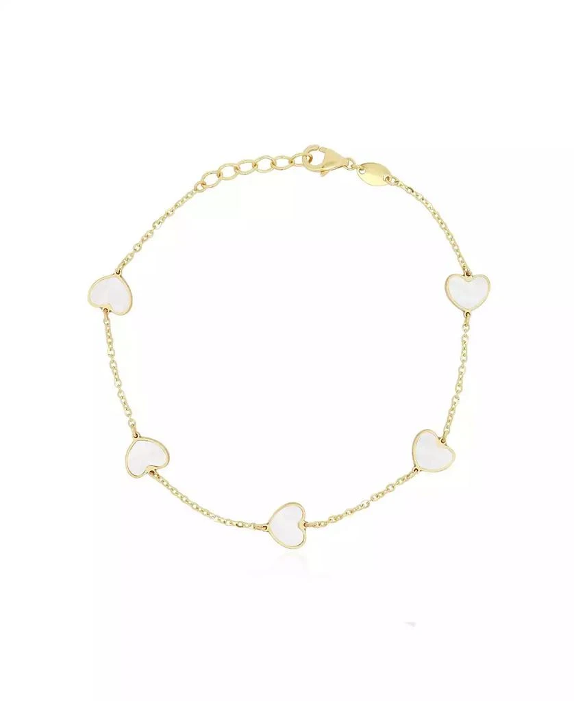 The Lovery Mother of Pearl Heart Station Bracelet 14K Gold