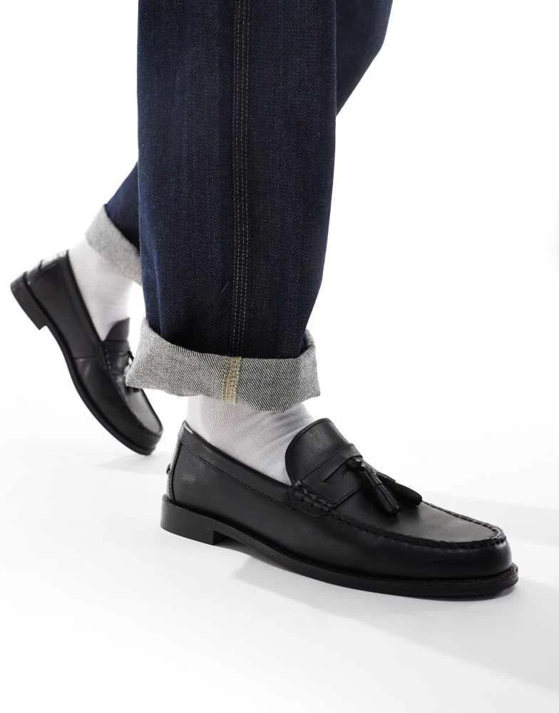ASOS ASOS DESIGN penny loafers in black leather with tassel 2