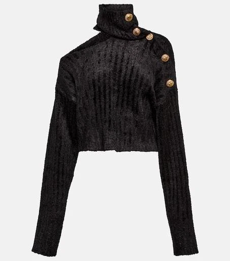Balmain Cutout cropped turtleneck sweater 1
