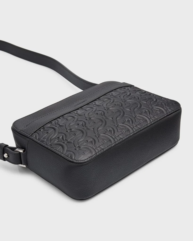 Salvatore Ferragamo Men's Embossed Gancini Leather Crossbody Bag 2