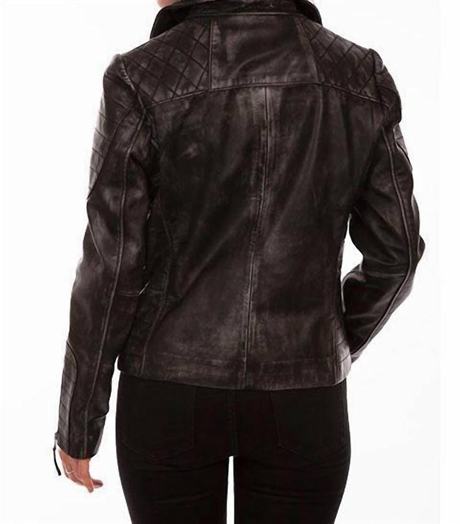 Scully Washed Lamb Motorcycle Jacket In Black