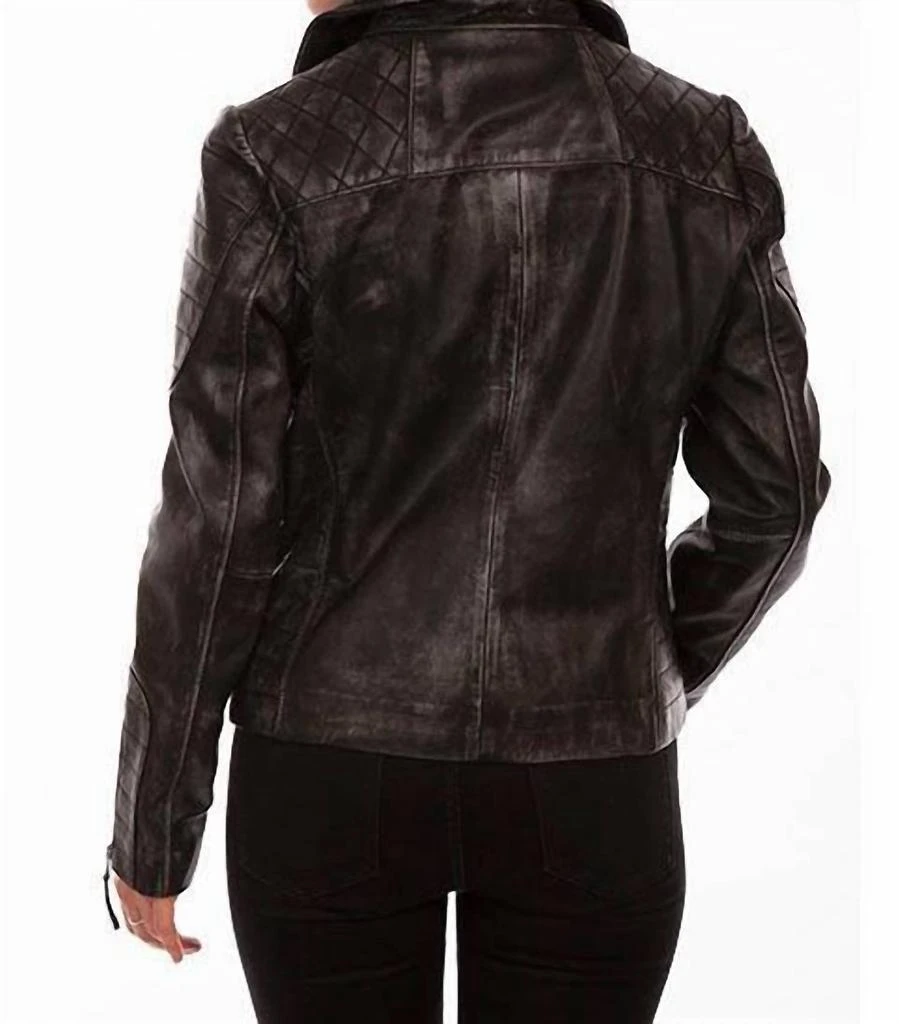Scully Washed Lamb Motorcycle Jacket In Black 2