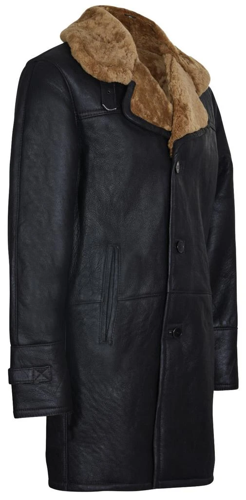 Infinity Leather Mens Warm Shearling Sheepskin Crombie Coat-Cologne 2