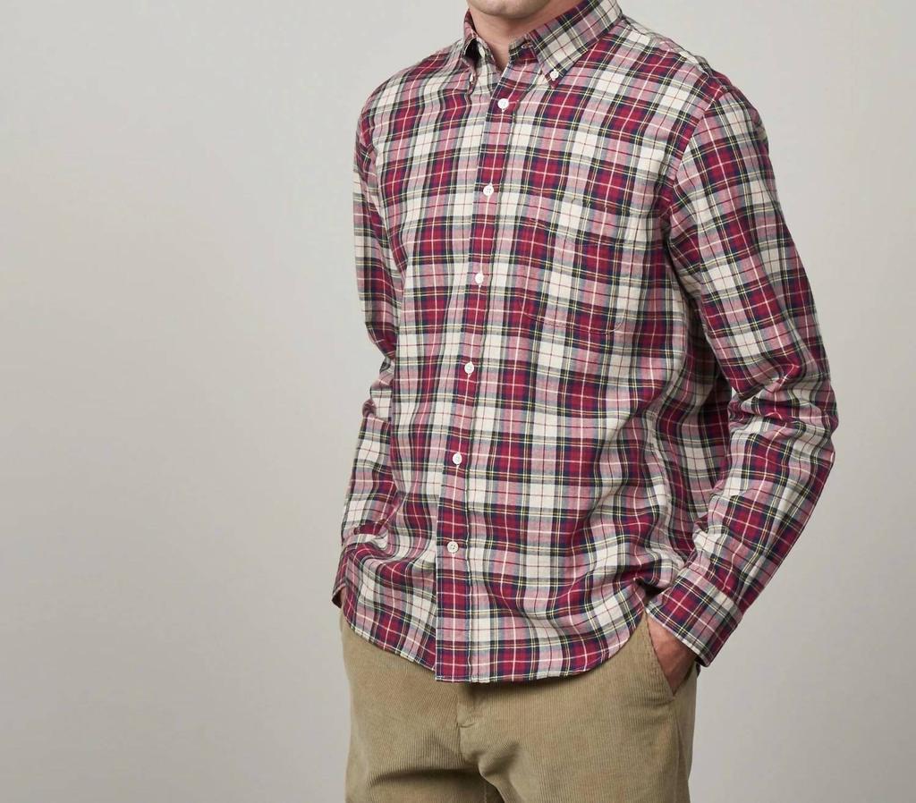 Hartford Pitt Flannel Button Down Shirt In Red