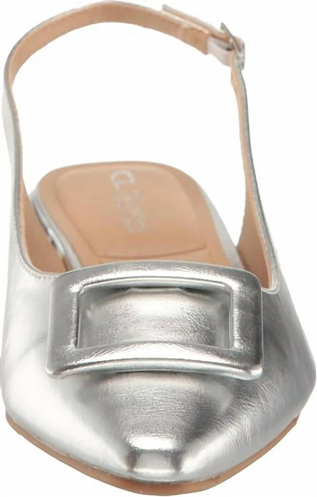 Chinese Laundry Women Sweetie Pointed Toe Slingback Flats In Silver 2