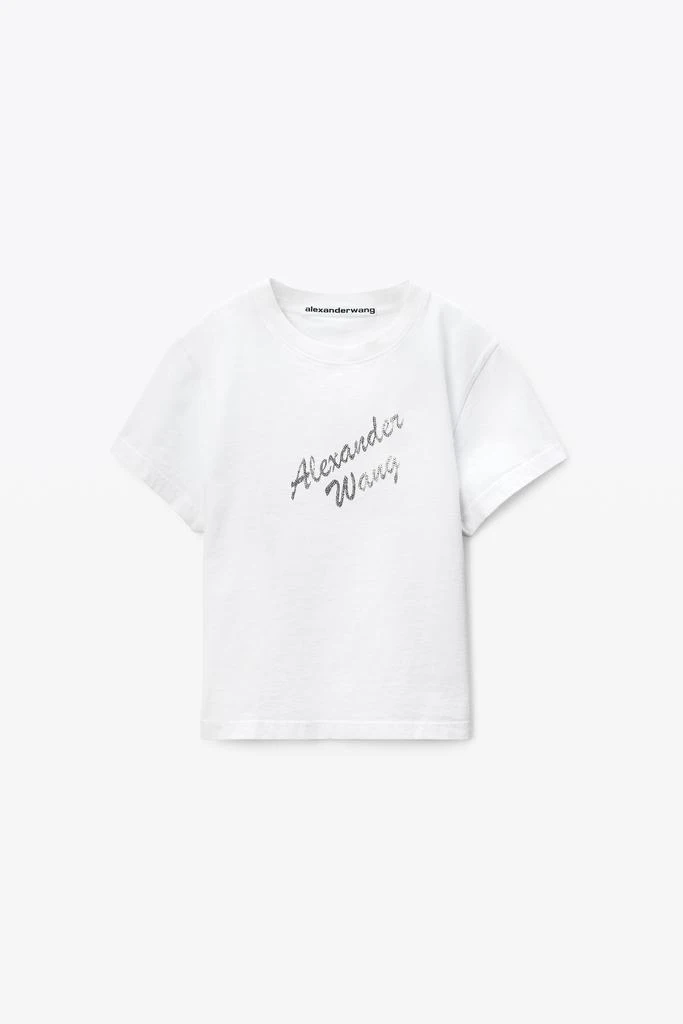 Alexander Wang White Crystal Hotfix & Cotton Logo Tee 2
