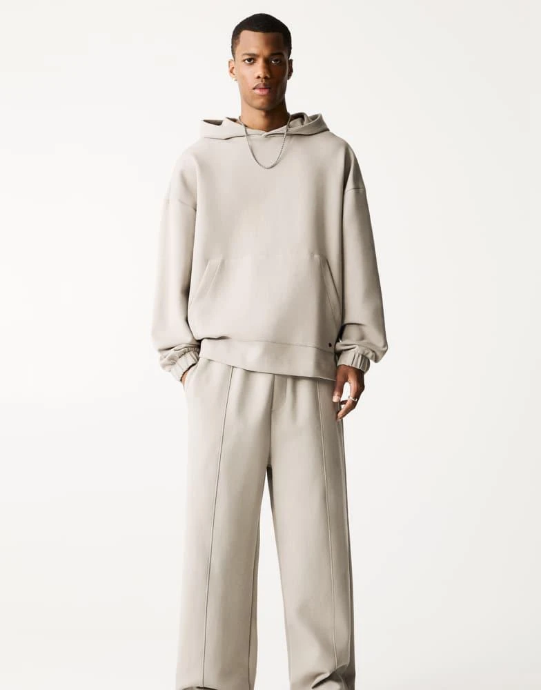 Pull&Bear Pull&Bear wide leg tailored trousers in ecru 2