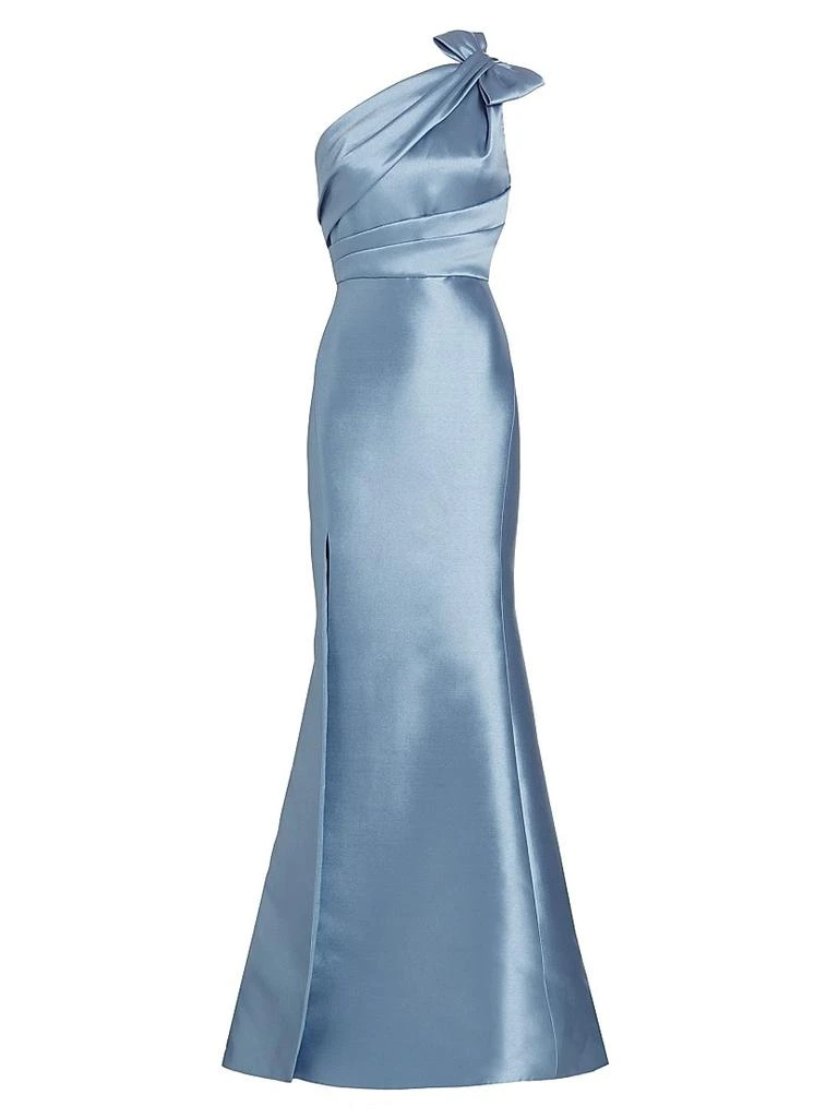 Amsale Mikado Bow One-Shoulder Gown 1