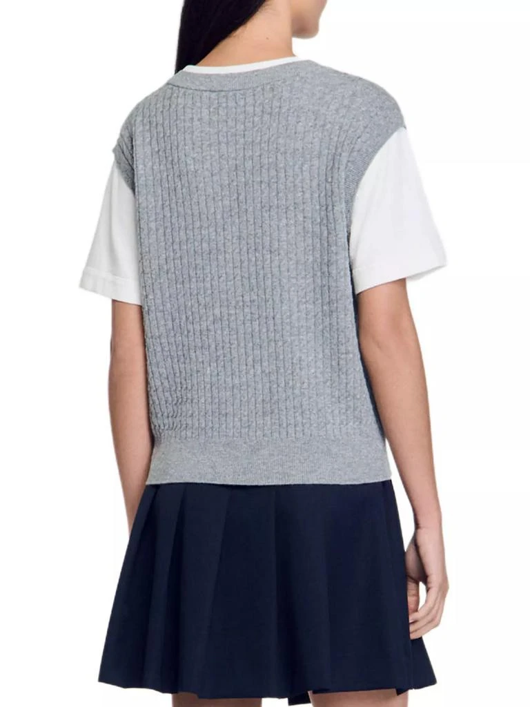 Sandro Dual-Material Knit Jumper 3