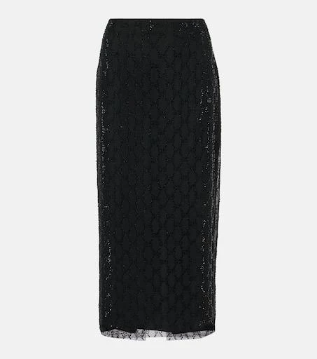 Gucci GG crystal-embellished tulle midi skirt 1