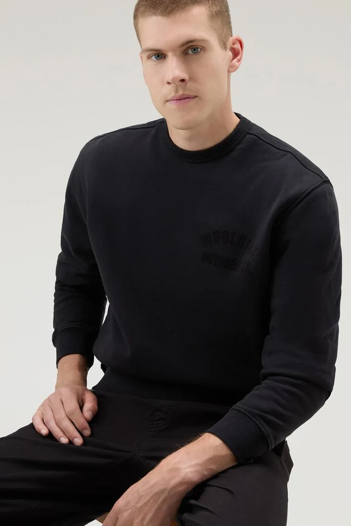 WOOLRICH Crewneck Sweatshirt in Pure Cotton - Men - Blue 4