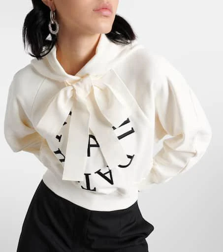 PATOU Logo cropped cotton jersey hoodie  4