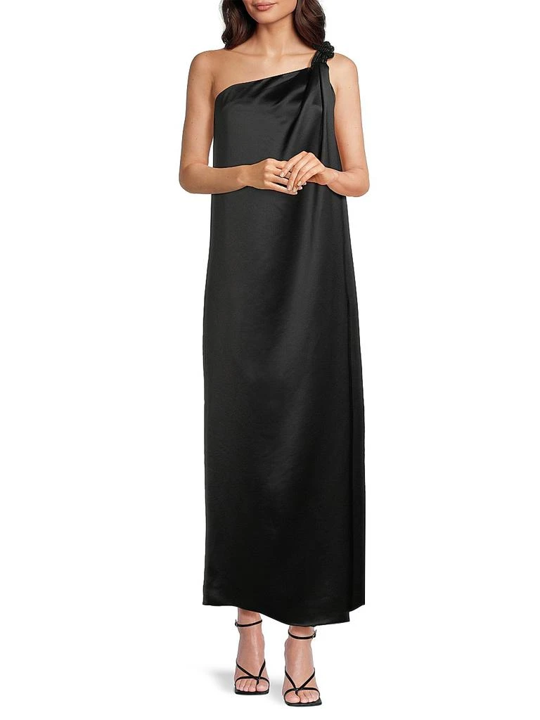 UNGARO Shea Embellished Knot One-Shoulder Dress 2