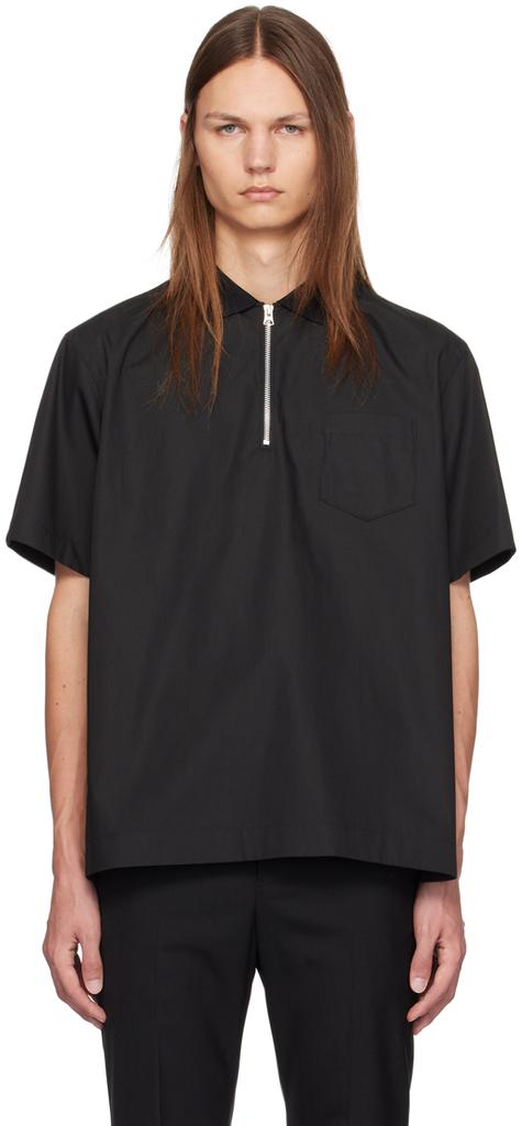 sacai Men's Cotton Jersey Polo Shirt Black - Tops - Free sacai Men's Cotton Jersey Polo Shirt Black - Tops - Free