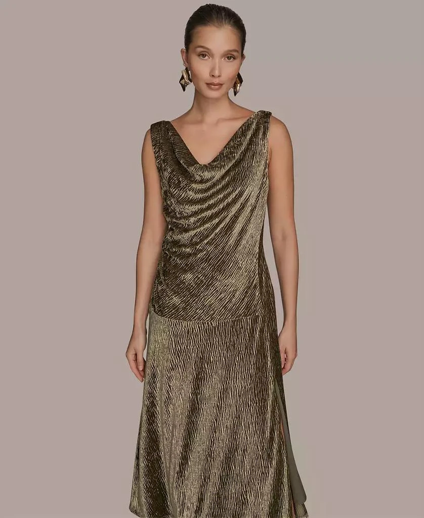 Donna Karan Women's Crinkle Asymmetric Midi Dress - Antique Green - 8
