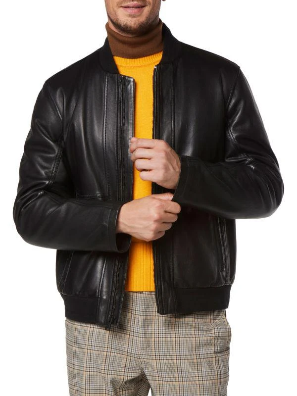 Andrew Marc Macneil Lambskin Leather Bomber Jacket 4