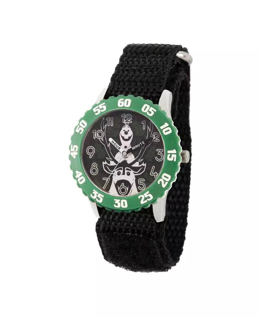 ewatchfactory Disney Frozen 2 Olaf and Sven Boy's Stainless Steel Time Teacher, Green Bezel Watch 32mm 1