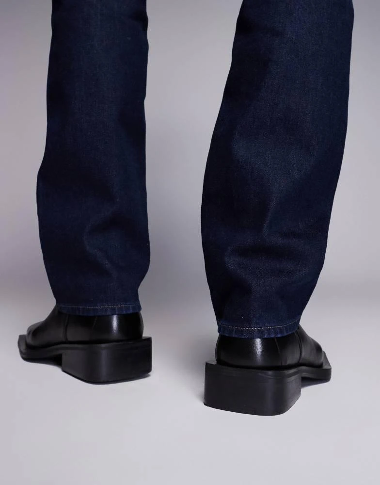 ASOS ASOS DESIGN heeled chelsea boots in black leather with square toe 3