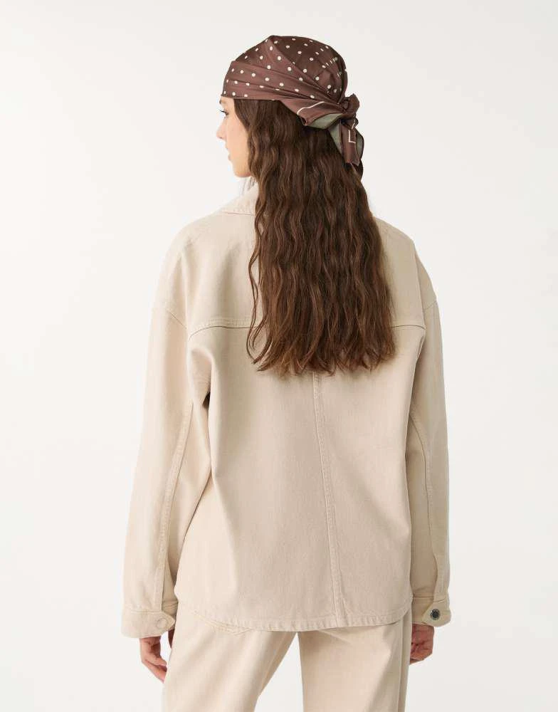 Stradivarius Stradivarius twill jacket with pockets in stone 4