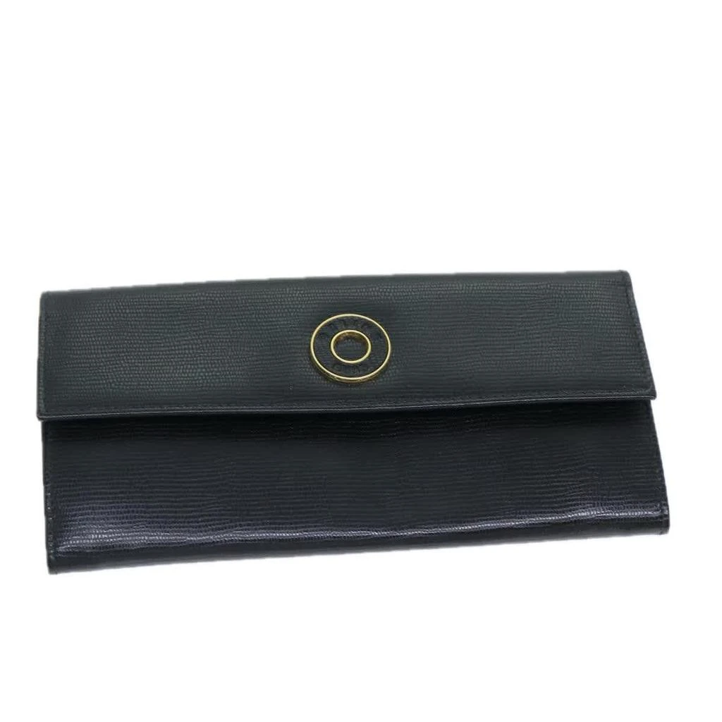 Celine Circle Logo Compact Wallet Leather Leather Wallets Accessory (Pre-Owned)