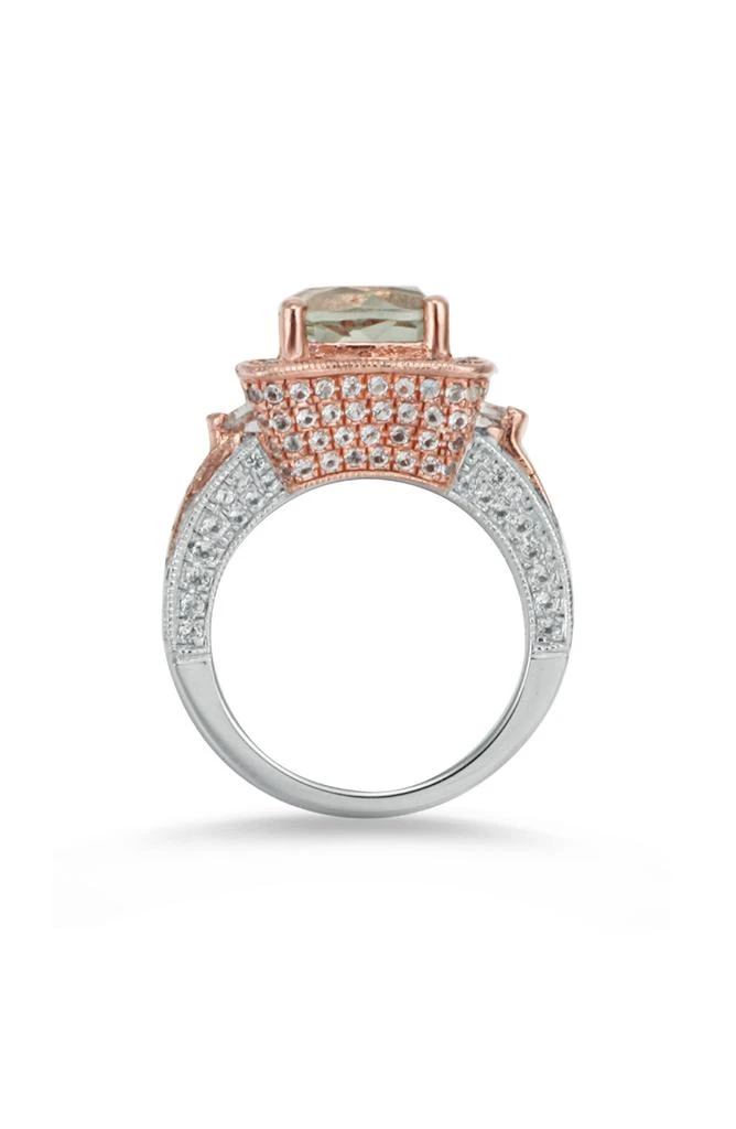 Suzy Levian Green & White Topaz Two-Tone Ring 3