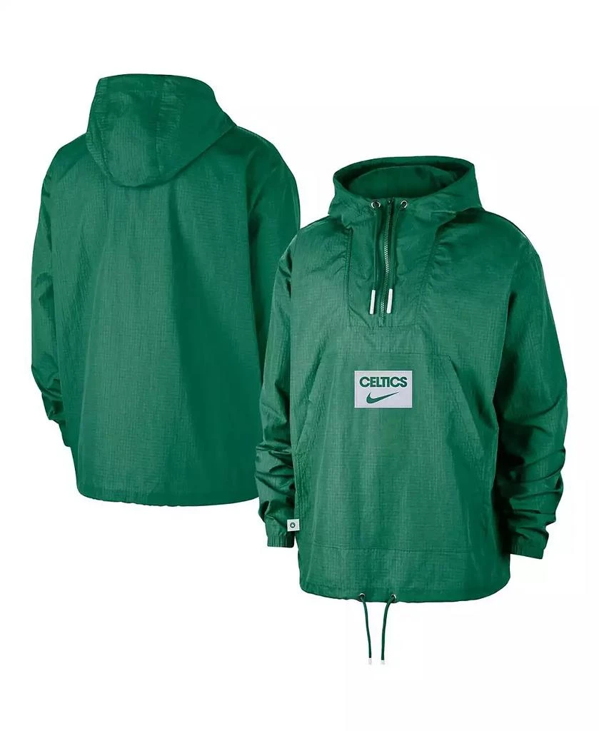 NIKE Men's Green Boston Celtics Courtside Premium Club Anorak Quarter-Zip Pullover Hoodie 1