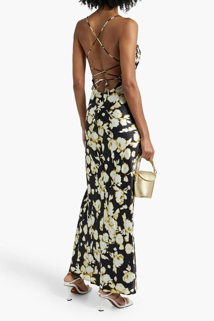 NICHOLAS Ruched floral-print silk-satin maxi dress 3