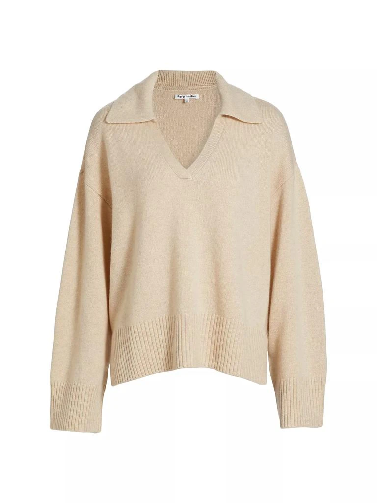 Reformation Sawyer Oversized Cashmere & Wool Polo Sweater 1
